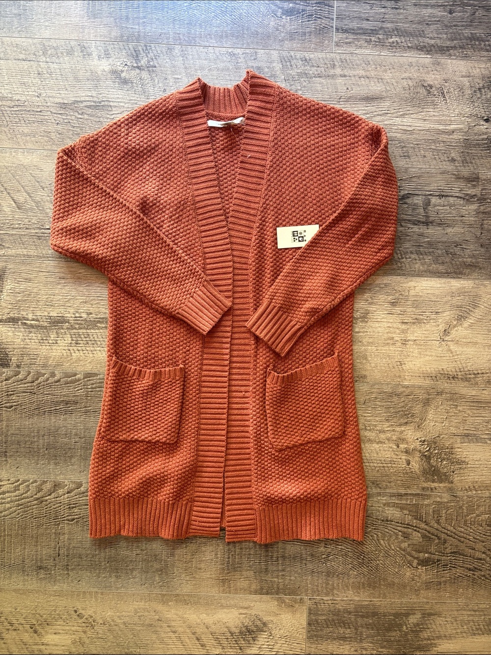 Max Studio Open-Front Rust Orange Knit Cardigan NWOT